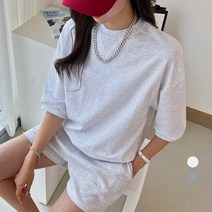 세컨그라운드 여성용 무지 반팔 맨투맨