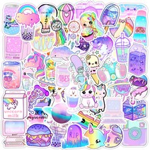 오즈니 데코 캠핑 노트북 방수 스티커 C타입 50p, 보라, 1단