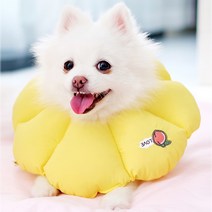 반려동물 복숭아 자수 쿠션 넥 카라 베게 옐로우 S, 60g, 1개