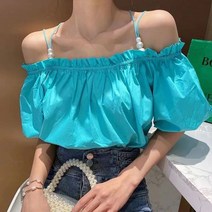 여성용 블랙101 이텐 진주나시 프릴 블라우스 CH-2316223