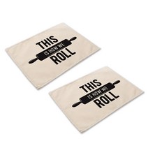 더플로우 모노톤 딜리셔스 쿠킹 클레스 린넨 테이블 매트 2p, 10, 42 x 32 cm