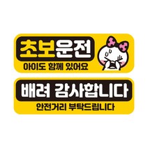 제제데코 초보운전 자동차 탈부착 자석 고휘도 반사 스티커 시트지 미디엄 E230 EC058 + EC043 세트, 혼합색상, 2개입