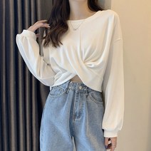 여성용 MA 꼬임 롱슬리브 티셔츠