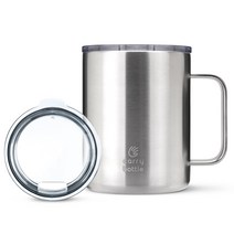 캐리보틀 스탠다드 스테인레스 머그 텀블러 + 뚜껑, 스틸, 360ml