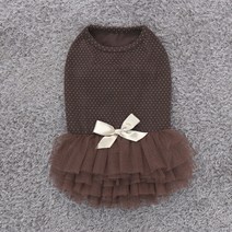 레드퍼피 강아지 레블리 땡땡이 튜튜 드레스, 브라운