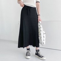 플랜데이 하늘하늘 밴딩 스판 무지 후레아 롱 스커트
