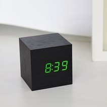 촘스토리 LED 인테리어 탁상시계 D6029, 블랙우드 그린LED
