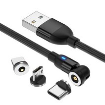 힐링랩스 회전 마그네틱 충전케이블 멀티, 0.5m, 1개, 블랙