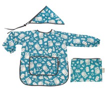 레인보우슈에뜨 아동용 체험미술 긴팔 미술가운 + 두건 + 스토퍼 + 파우치 세트, 부엉이