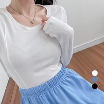 밀키버터 여성용 절개 크롭 긴팔 티셔츠