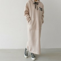 슈가펀 허렌티 기모 후드 롱 원피스