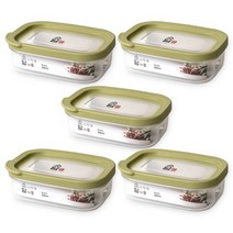소담 직사각 밀폐용기 1호 그린 300ml, 5개, 단품