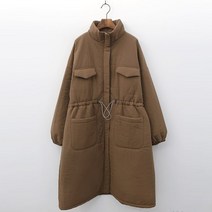 여성용 스트링 패딩 야상 코트