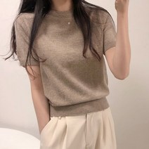 체리체리 여성용 캐시미어 유넥 반팔 니트