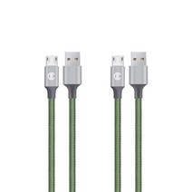 디씨네트워크 메탈 페브릭 5핀 고속충전 케이블 2p, 그린, 50cm