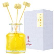 허브타임 NEW 실내용 디퓨저 130ml + 플라워 석고 랜덤발송 4p + 섬유스틱 5p 선물세트, 레몬, 1개