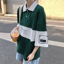 자취남녀 여성용 5부 반팔 카라티