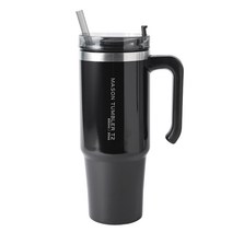 르리에 메이슨 보온보냉 텀블러 890ml + 빨대, 블랙