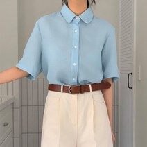 빼빼 여성용 카라넥 반팔 유니트 블라우스