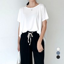 무드인더 여성용 U넥 데일리 반팔 무지티