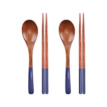 블룸엣홈 클래식 옻칠나무 수저 네이비 2벌 세트, 1세트, 숟가락 2p + 젓가락 2벌