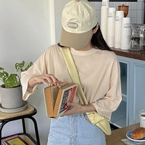 핫핑 여성용 무드 루즈핏 7부 티셔츠