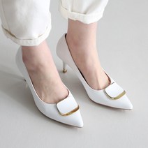 단골언니 여성용 스틸레토 금장장식 로로카 힐 펌프스 7cm