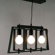 조명 식탁 카페 포인트 보조등 비전 3등 펜던트 조명, 블랙