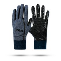 PGA 남성용 겨울용 방한 골프 장갑 양손착용, 블루