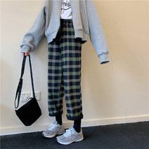 여성용 빌모르키 밴딩 롱 와이드 체크 팬츠 CH-2214223