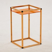 데리B 유리 골드 큐브 협탁 400, A형 오렌지