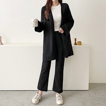 티탁 여성용 오픈형 브이넥 부츠컷 꾸안꾸무지 상하의 세트