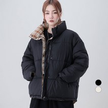 어썸어라운드 여성용 체크배색 하프 패딩