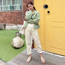 로미스토리 여성용 린넨 보이핏 뒷밴딩 데님