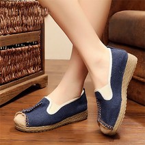 울퉁불퉁 스티치라인 동글 린넨 여성 슬립온