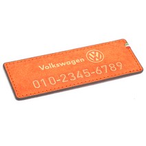 모런 푸에블로 가죽 주차번호판 A타입 폭스바겐 11 x 4 cm, 골드 + 선셋오렌지, 1개