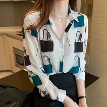 포플러앤씨 샤로인 패턴 블라우스
