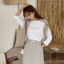 여성용 벨리 레터링 티셔츠