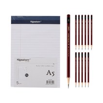 시그니처 리갈패드 A5 5p + 유니볼 연필 3B 12p, 화이트(리갈패드), 1세트