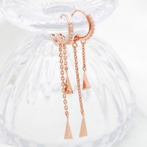 여성용 라울스톤 14K 금침 체인 드롭 원터치 금 엘리야 귀걸이 JK189 + 케이스