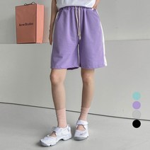 플랜데이 여성용 옆선 포인트 원마일룩 허리밴딩 5부 트레이닝 팬츠