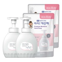 아이깨끗해 프리미엄 모이스춰 폼 핸드솝 퓨어로즈 용기 450ml 2p + 리필 400ml 2p, 1세트