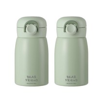 푸코 베어 프렌드 원터치 보온병 2p, 260ml, 그린