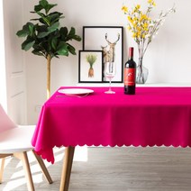 알럽홈 맞춤형 스퀘어 레이스 포인트 레스토랑 식탁보, 로즈레드, 120 x 180 cm