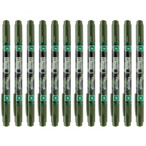 라인플러스 OHP펜 1mm 물펜MF 0.4mm 12p, 녹색, 1개