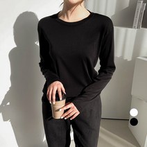 쿨쿠 여성용 스텐다드 기모 라운드 티셔츠