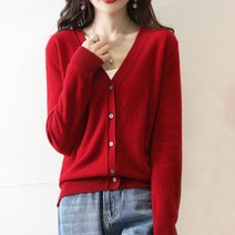 솔레일 여성용 로웰 컬러풀 V넥 니트 가디건