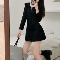 따봉오빠 여성용 후드 반집업 스포티 미니 원피스 JNH1228