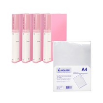 현풍 컬러 클리어 화일 A4 4342-3 40매 x 4p + L홀더 10p, 분홍(화일), 1세트