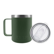 KEEP 보온 보냉 핸들 머그 손잡이 텀블러, 카키, 350ml